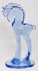 Figura de caballo de Troya Mosser Glass Pony Aqua Clear azul hielo 12" de alto muestra defectos - Imagen 1 de 15