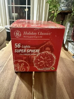 VINTAGE GE Holiday Classics 56 Lights Super Sphere Red 4 Inch~New in opened box~ - Image 1 of 4