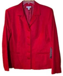 Nordstrom Women Sz 14 Blazer Jacket. Silk Matka Short Classy Button Lined Red - Picture 1 of 8