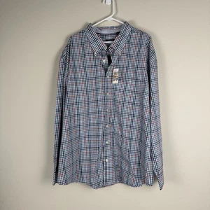 IZOD Hemd Herren 3XL Big & Tall blau kariert Button Down LS Performance Komfort neu mit Etikett - Bild 1 von 9