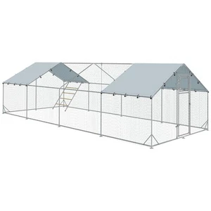 PawHut Chicken Run w/ Waterproof & Anti-UV Cover, 9.8' x 26.2' x 6.4' - Picture 1 of 11