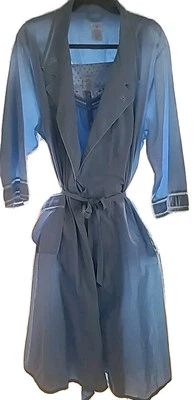 Vtg Secret Treasures Blue Check Housecoat Robe & Gown 1XL Floral Trim Lace 2pc - Image 1 of 4