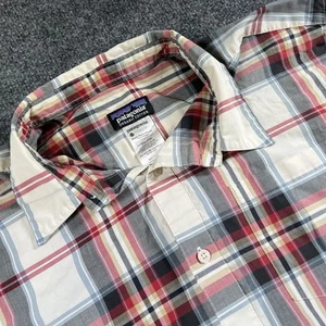 Patagonia Shirt Mens Large Black Red Plaid A/C Organic Cotton Button Up Relaxed - Imagen 1 de 8