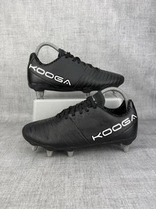 KooGa Power Rugby Boots SG Soft Ground Leather Boot UK Size 6.5 Black - Picture 1 of 19