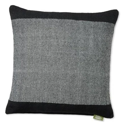  Alara Borde Sólido Artesanal Interior Exterior Decorativo 20"x20" Negro/Marfil Foto 1 de 4