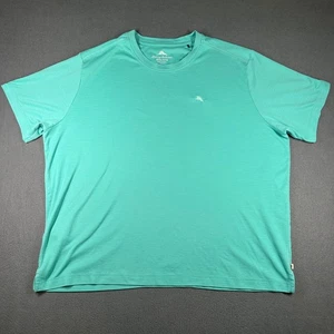 Tommy Bahama Shirt Mens XXXL Short Sleeve Shirt Aqua Crew Neck Marlin Logo - Picture 1 of 14