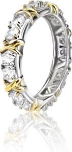 Moissanit Magnetologie Lymphvitation Ring, magnetisches zirkonformendes Kreuz Gold  - Bild 1 von 6