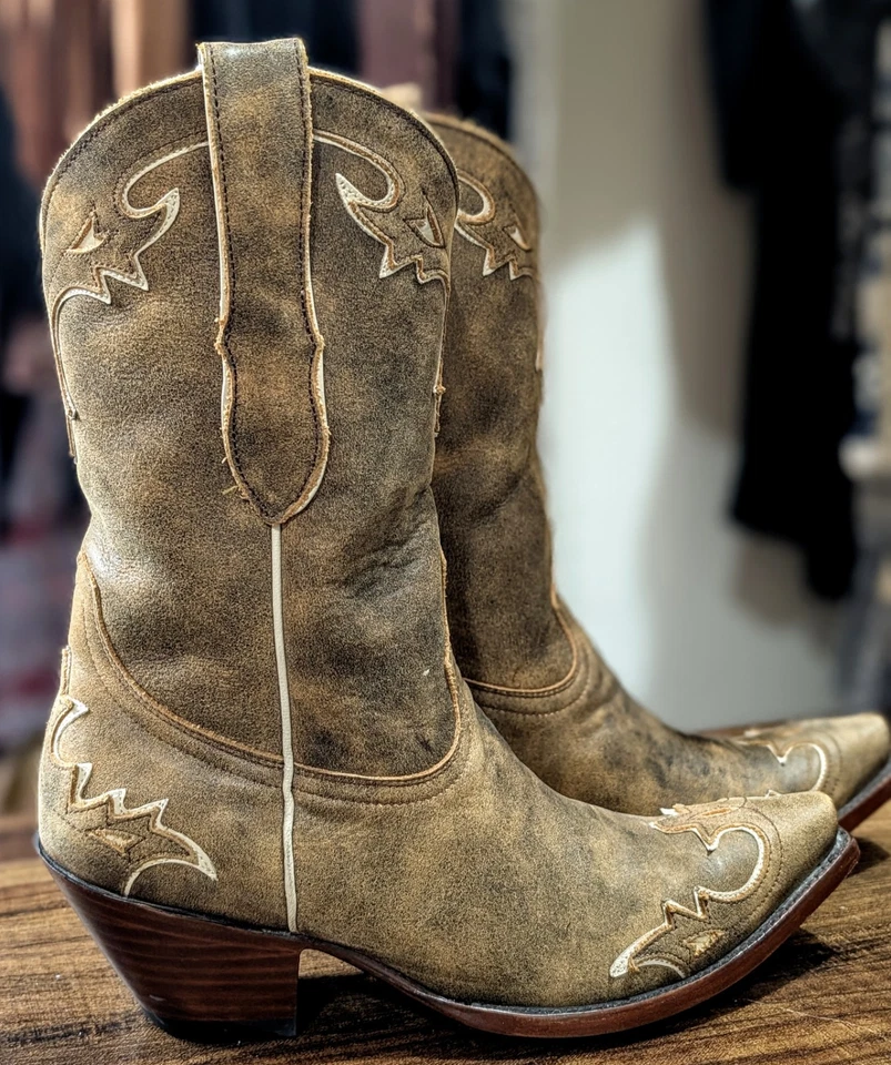 Old Gringo Perfect Overlay 牛仔靴。 复古饰面,Snip,7.5 二手状况完好,全皮革 — 第 1/4 张图片