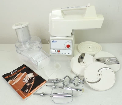 Vtg Oster Regency Kitchen Center 12 Speed TESTED Working w/ Attachments & Manual - Image 1 of 4