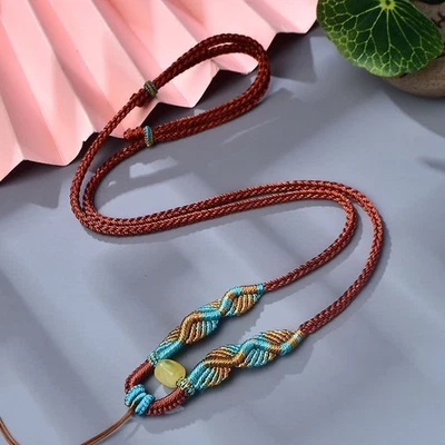 Cuerda colgante avanzada tejida a mano de 8 hebras trenzada color café Foto 1 de 4