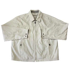 LL Bean Jacket Mens L Full Zip Collared Beige Utility Outdoors Urban Gorpcore - Picture 1 of 9
