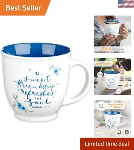 Blue Floral Ceramic Coffee Mug – 14 oz. Microwave and Dishwasher-safe Inspira... - Picture 1 of 8