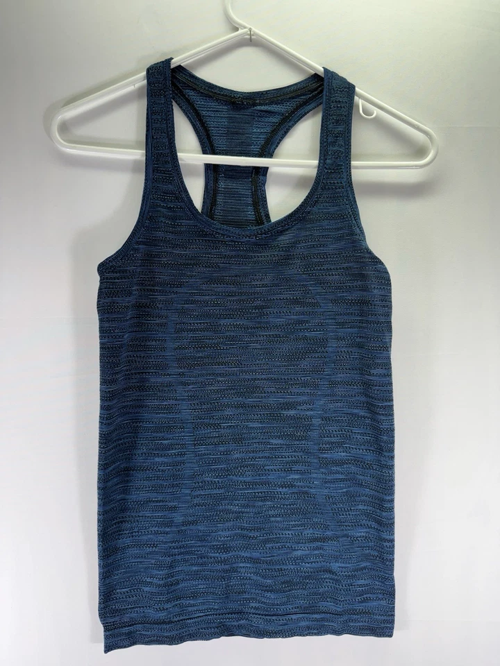 Lululemon Mujer Azul/Negro Mini Raya Swiftly Tech Racerback (talla 4) Foto 1 de 4
