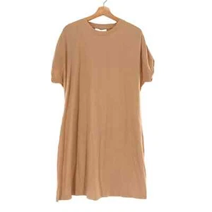 Nordstrom Fourteenth Place Ruched Sleeve Short Crew Neck Tan Dress - Picture 1 of 4