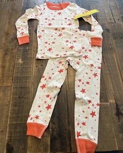 Hanna Andersson size 4 coral stars organic cotton pajamas new - Picture 1 of 3