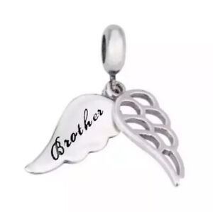 STERLING SILVER 925 🌸 BROTHER ANGEL WING MEMORIAL CHARM & POUCH