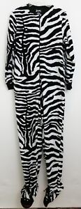 Nick & Nora Pajamas Sleepwear One-Piece Footed Footie Animal Print Zebra Size S