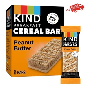 Barras de cereales para desayuno KIND, bocadillos sin gluten, mantequilla de maní, caja de 9,3 oz (6 barras) - Imagen 1 de 6