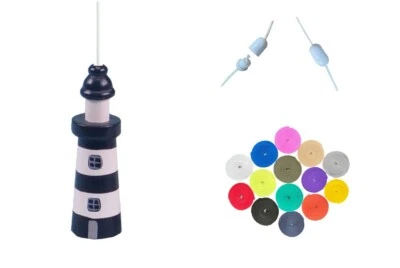 LOWGY Nautical Black & White Wooden Lighthouse Light Pull Handle - Tracked Post!