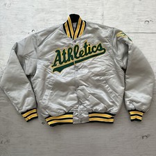 Vintage RARE! 90s MLB Oakland Athletics A’s Silver Starter Baseball Jacket Large