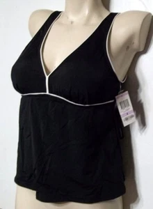 NEW  INC sz 6 International Concepts solid black tankini swim tank top - Picture 1 of 3