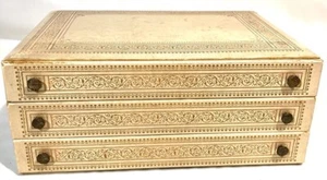 VINTAGE JEWELRY BOX 3 DRAWER RED SATIN LINING - Picture 1 of 11