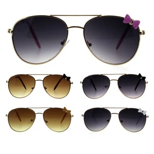 Girls Kids Size Ribbon Jewel Trim Pilots Metal Rim Sunglasses - Picture 1 of 21