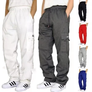 Mens Sports Drawstring Pants Gym Casual Jogging Bottoms Trousers Sweatpants - Picture 1 of 14