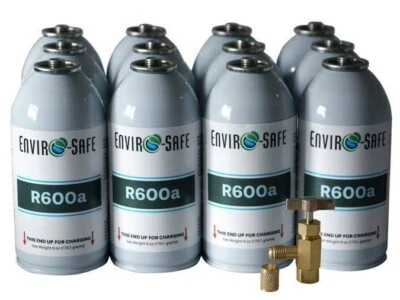 ENVIRO-SAFE REFRIGERANTS, INC. Enviro-Safe R-600 Refrigerant, Inverted Piercing | 12 cans + Tap Kit