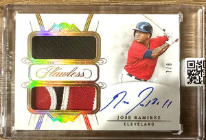 2020 Panini Flawless Jose Ramirez 4 Color Dual Patch Autographs Gold /8