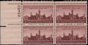 Scott # 943 - US Plate Block Of 4 - Smithsonian Institution - 3 c - MNH - 1946 - Picture 1 of 1