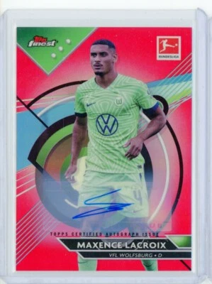 2022-23 Topps Finest Bundesliga MAXENCE LACROIX RED Refractor AUTO Autograph 2/5 - Image 1 of 2