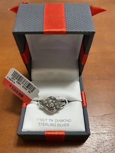 Sterling Silver Ring, 1/10 CTTW Diamond, I-J/13, Size: 7, Max Size Up/Down: 2 - Picture 1 of 3
