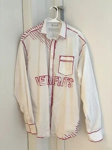 Vetements 2020 Unisex White Pink logo print long sleeves shirt,Size M/175,Cotton - Picture 1 of 5