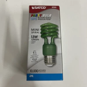 SATCO T2 13W Miniature Spiral Compact Fluorescent Green Color Medium Base 120V - Picture 1 of 3