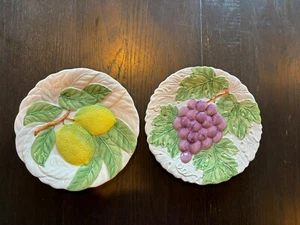 Pair Of Majolica Fruit Plates Lemons And Grapes - Picture 1 of 4