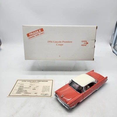Danbury Mint 1:24 1956 Lincoln Premier Coupe Diecast Car Coral w/ Title & Box - Image 1 of 4