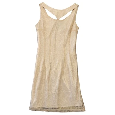 Vestido midi Forever Love 21 tostado ceñido al cuerpo brillante sin mangas recortes para mujer talla M Foto 1 de 4