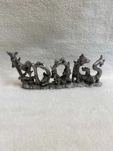 Vintage Pewter Dogs Figurine - 'I Love Dogs' - Bild 1 von 7