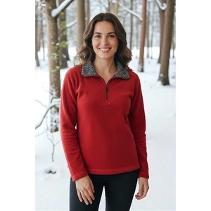 Suéter de cuello falso Eddie Bauer para mujer talla M polar rojo Birch Valley - Imagen 1 de 12