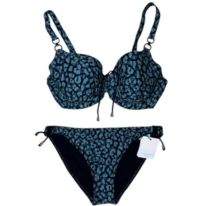 Prima Donna Swim 2pc Sherry Bikini Top Bottoms M US 34D Deep Dive Blue Black NWT - Picture 1 of 12