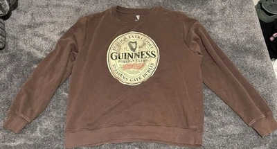 Guinness Sudadera Para Hombre L Marrón Gráfico Pullover Manga Larga Cerveza Ligera Foto 1 de 2