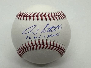 Andy Pettite Autographed ROMLB Rawlings Baseball Yankees w/ 5 X WS Champs - Picture 1 of 2