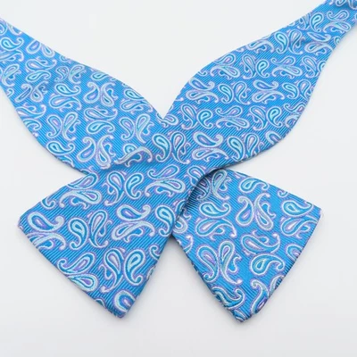 Pajarita Nicole Miller azul seda blanco rojo cachemira 2,75" ancho autocorbata Foto 1 de 4