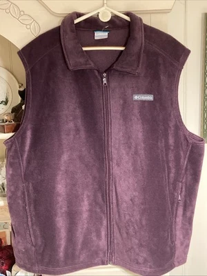 Chaleco Columbia Mujer 3X Bolsillos de Vellón Púrpura Sin Mangas Calce Suelto Cremallera Completa Foto 1 de 4