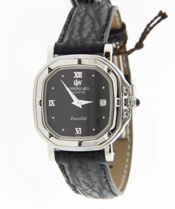 Raymond Weil Women's 9892 Parsifal Square Steel Case White Dial Leather Watch