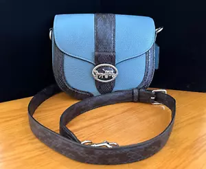 Coach Georgie Saddle Bag CD323 Blue - Picture 1 of 13