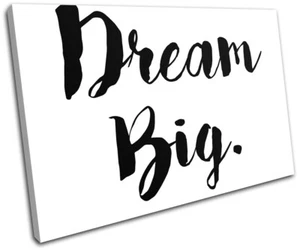 Motivational Quote Dream Big Typography SINGLE CANVAS WALL ART Picture Print - Picture 1 of 1