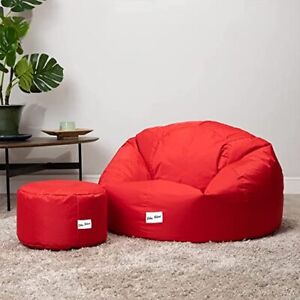 Bean Bag Chair Sofa Cover Faux Leather Footrest Cover without Beans Red 3XL Red