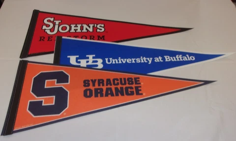 Univ. at Buffalo, St. Johns, Syracuse College Pennants,  12" X 30" made in USA Cover